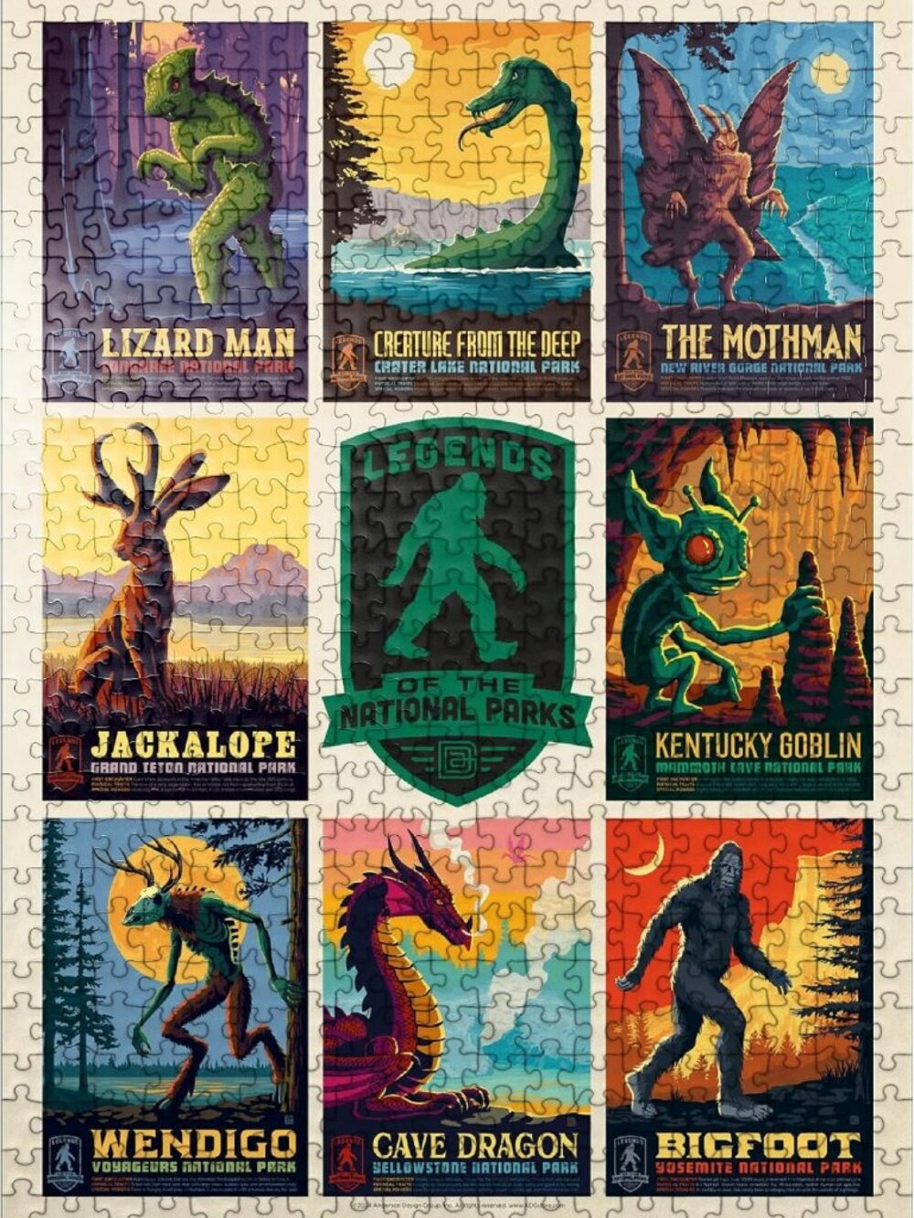 Premium 500 Piece Jigsaw Puzzle - Cryptid Collection of National Parks for
